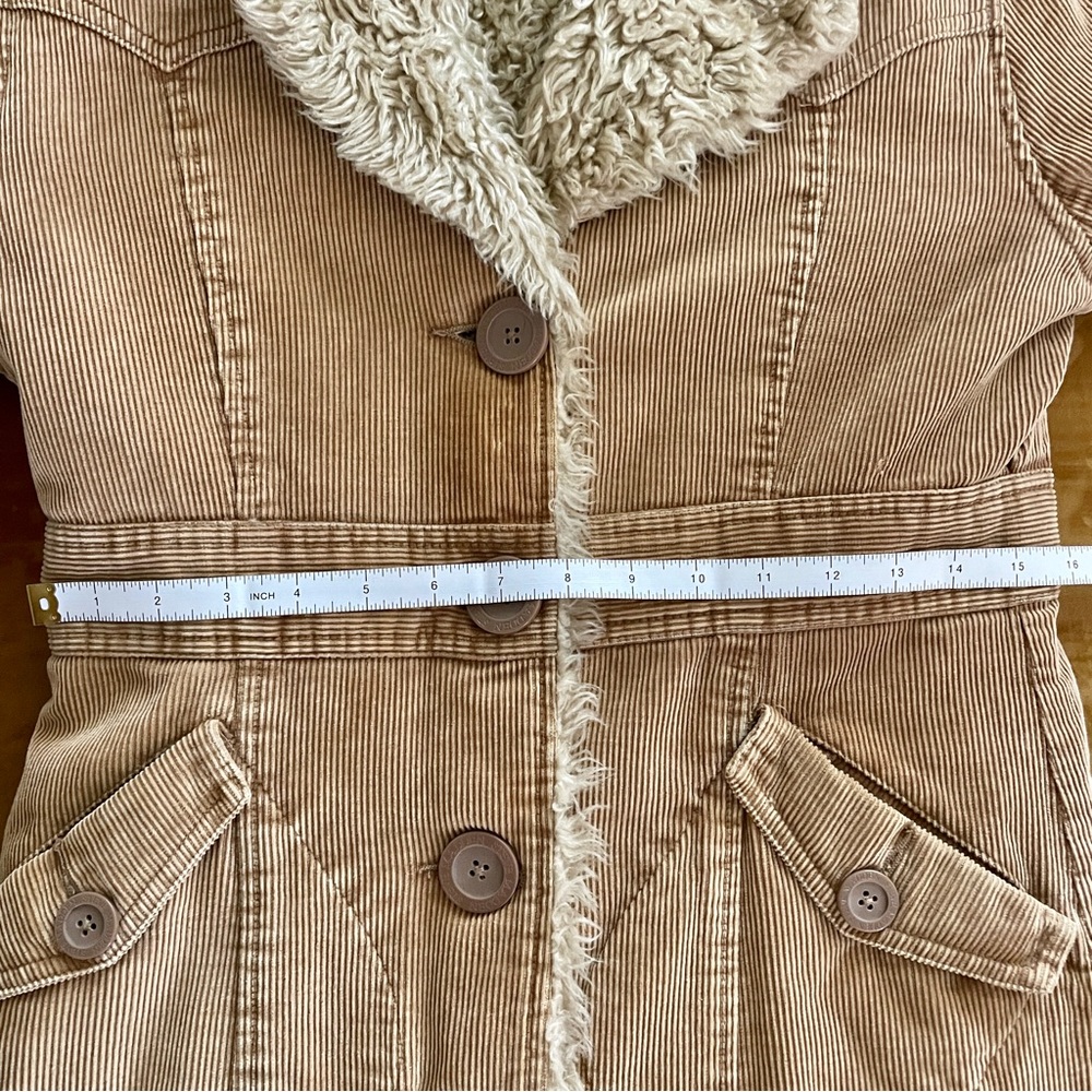 Steve Madden Beige Corduroy Penny Lane Coat with Faux Fur - Picture 9 of 13
